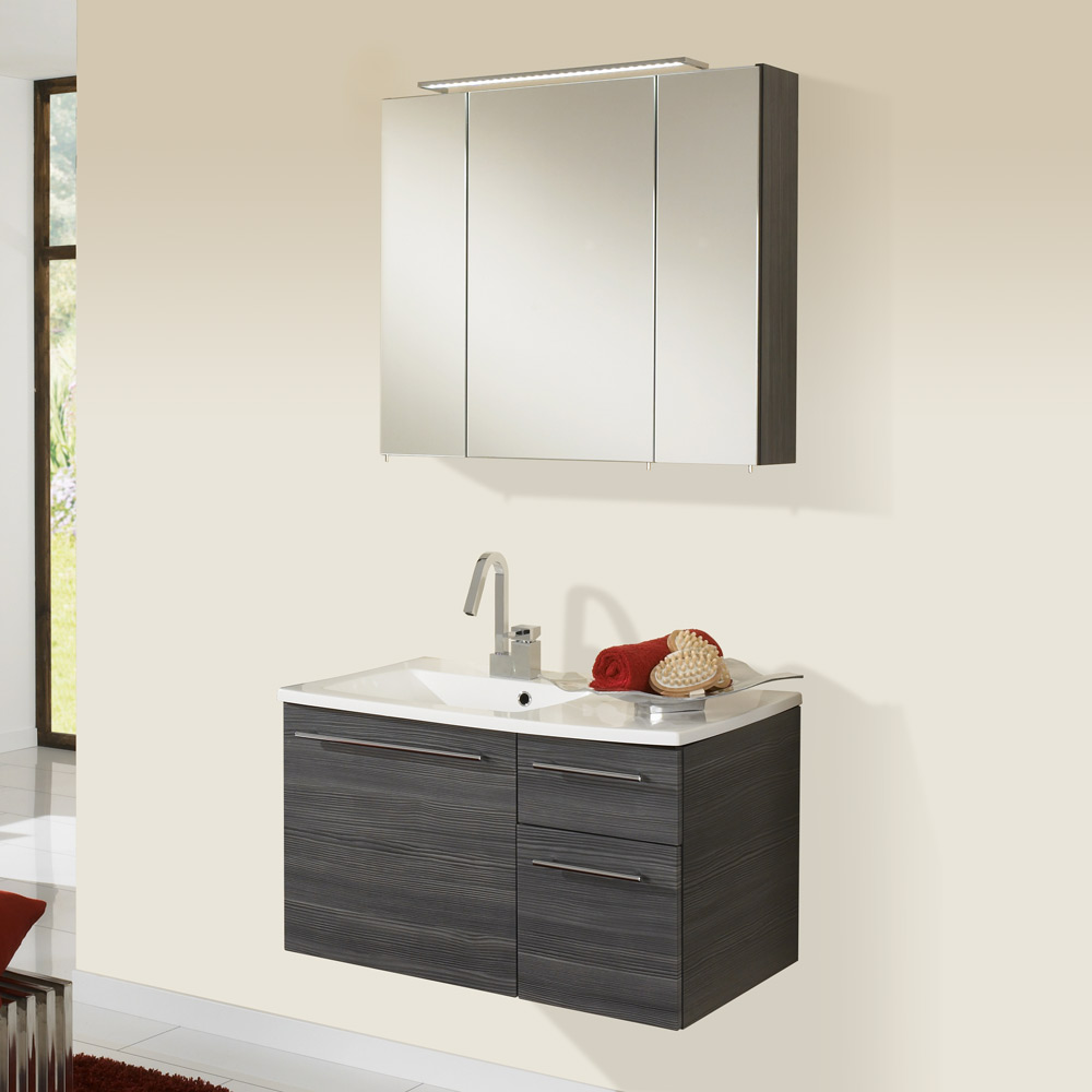 Waschplatz Markham – inklusive Spiegelschrank – Pinie-Anthrazit