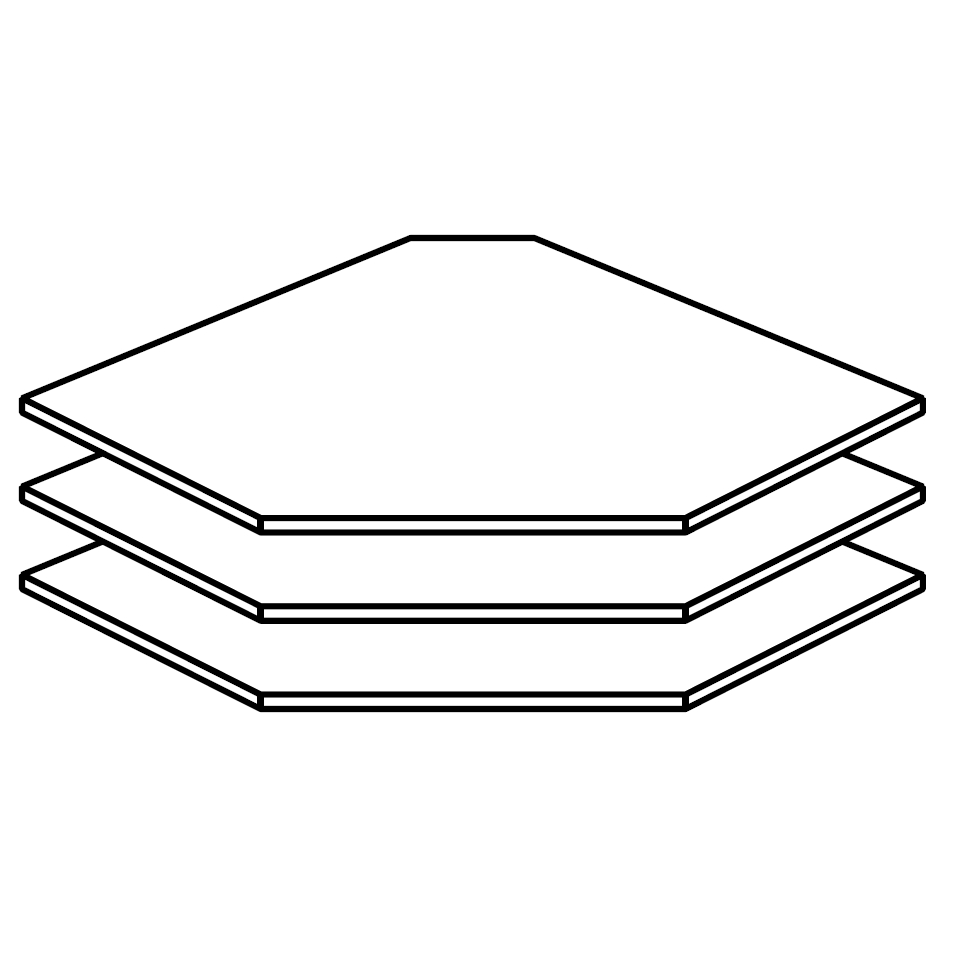 91er Fachboden Ecke (3er-Set)  (Fachboden (3er-Set) – Ecke – 91cm breit)