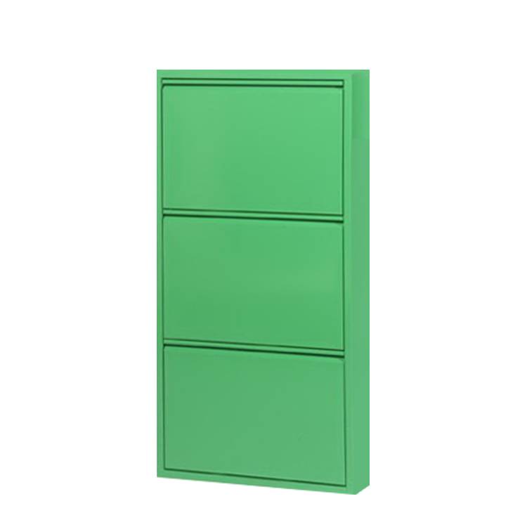 Schuhschrank Cabinet - Grün (3 Klappen - Höhe 100 cm)