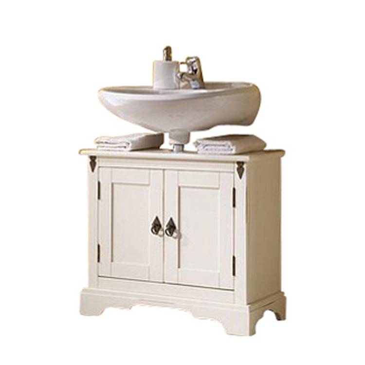 Waschbeckenunterschrank Capri (2-teilig) - inkl. Spiegel - Pinie massiv - gebeizt & lackiert - kolonialbraun