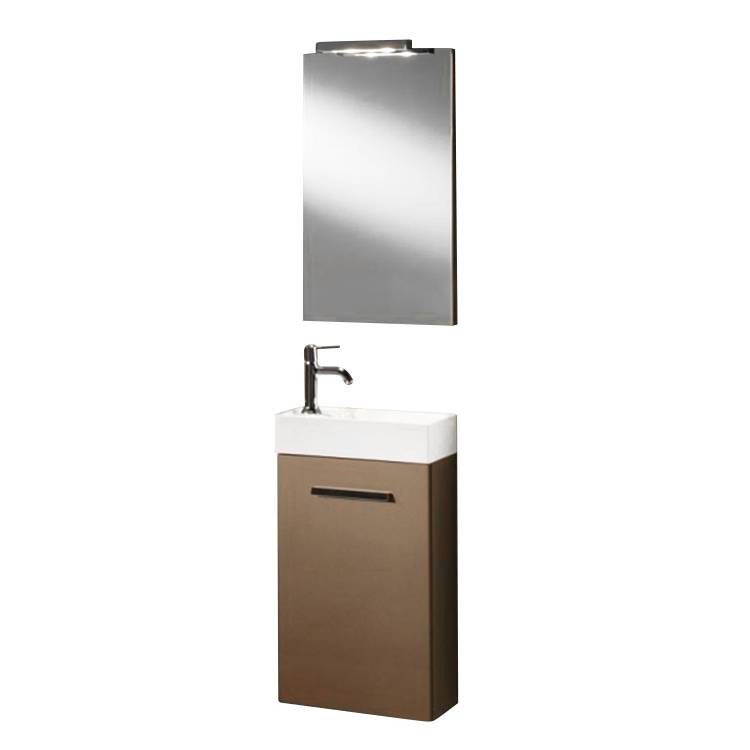 Waschplatz Calgary - verschiedene Varianten - inklusive Spiegel - bronze  (Türanschlag rechts)